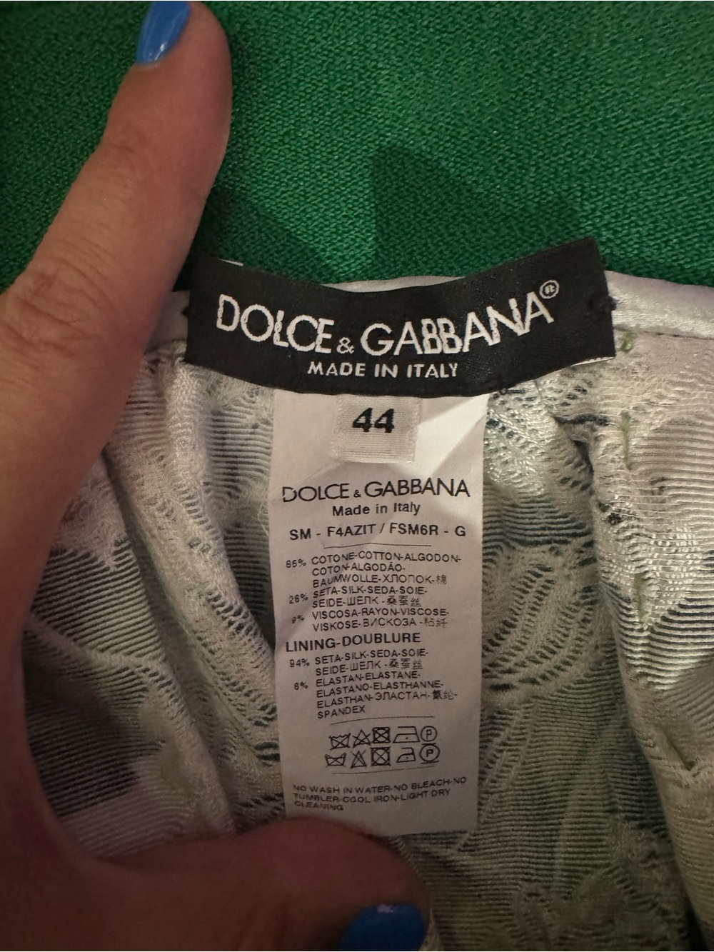 Dolce & Gabbana Green Floral Circle Skirt with Cream Buttons - Picture 6 of 6